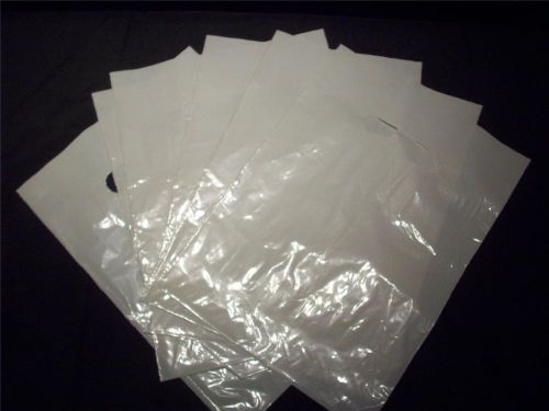 100 Pcs. 9 x 12 Plastic Merchandise Bags Die Cut Handle Gray Premium Glossy