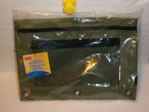 Staples® 3-Ring Pencil Pouch, Hunter Green Brand New