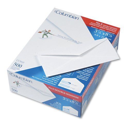 Columbian White Gummed 3 7/8 x 8 7/8 Inch Double-Window Business Envelopes 500 C