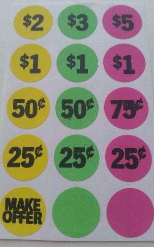 (180) Round color .75&#034; coding pricing labeled Sticker dot garage yard sale