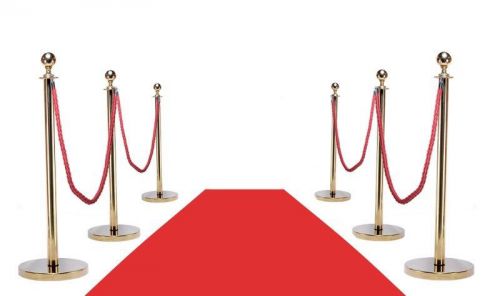 Vip red carpet combo special (6-gold posts + 4-ropes + 1-3&#039;x10&#039; red carpet) for sale