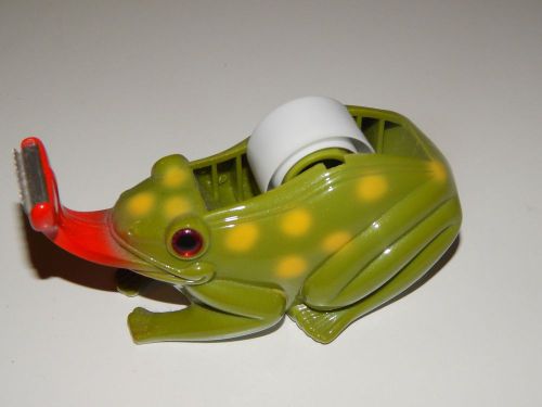 Frog  Dest Top Tape Dispenser Green with Yellow Spots  standard tape