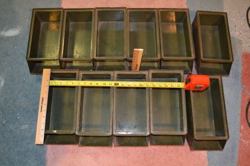 11 Vintage Industrial Age Stackable &#034;Stackbin&#034; Parts Bin Military Green