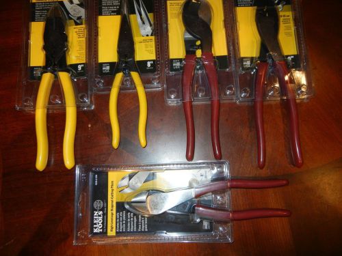 Klein tools 7 pc.set, lineman, n. nose, wire/cable/crimper cutters, 2 step bits for sale