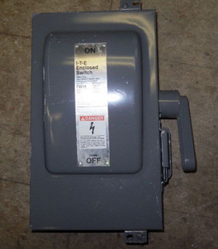Nice ite safety switch f351h 30 amp 600v disconnect fusible for sale