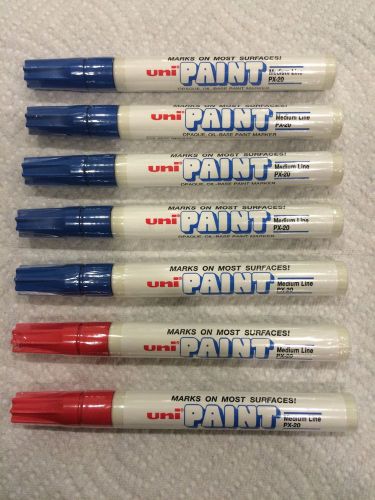 Uni Paint Markers 2-red_5-blue Medium Line PX-20  Oil Based Opaque (7 total)