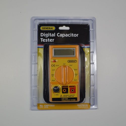 General tools cap1500 digital capacitor tester with alligator leads &amp; case - new for sale