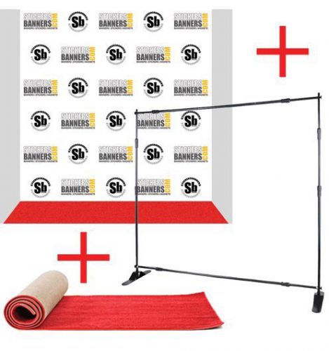 8&#039;x8&#039; Adjustable Step &amp; Repeat Banner Stand and 8&#039;x4&#039; Hollywood Red Carpet