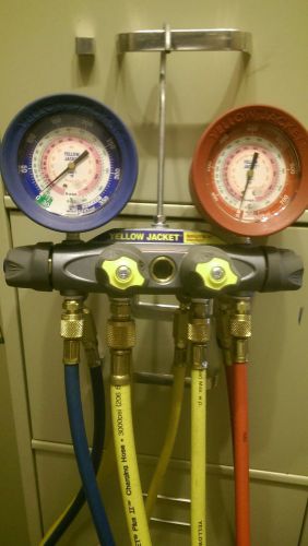 Yellow jacket 46013 – brute ii  manifold, 60” hoses w/ ball valve, r22/404a/410a for sale