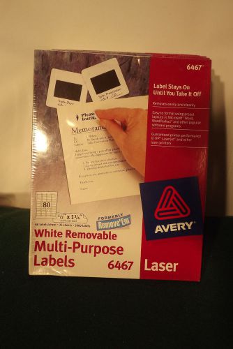 Avery 6467 Multipurpose White Removable ID Labels 2000 per Pkg Laser Inkjet  NEW