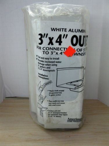 Contractor Lot of 4 Amerimax 3&#034;x4&#034; White Aluminum End with Drop Outlet Free Ship