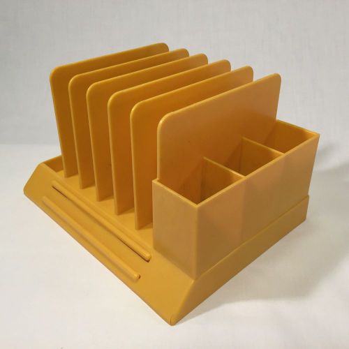 Vtg Max Klein Yellow Plastic Desk Organizer File Sort Pens MCM