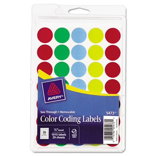 See-through removable color dots, 3/4&#034; dia, assorted colors, 1015/pack for sale
