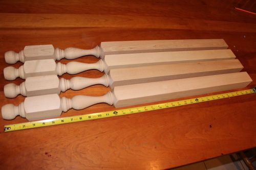 Set of 4 Maple Turned Table Legs, Hardwood, wood, unfinished