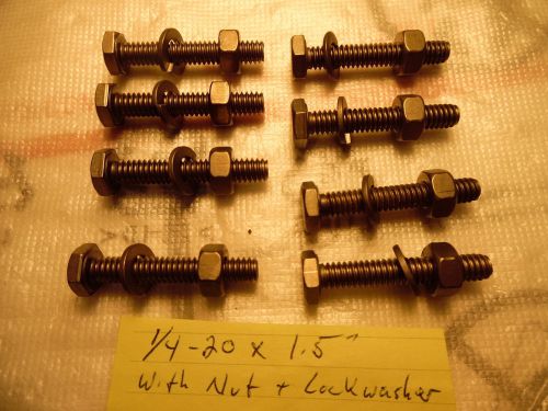 1/4-20 x 1-1/2&#034; titanium nuts, bolts &amp; washers, set of 8 for sale