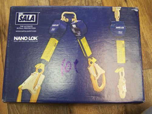 Dbi sala nano-lok 6&#039; twin self-retracting lifeline steel rebar hooks new 3101286 for sale