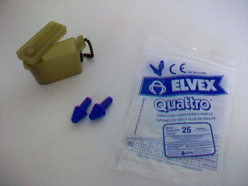New Elvex Quattro Ear Plugs Noise Reduction Rating 25 Decibels