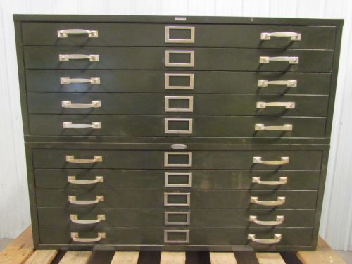 10 Drawer Stackable Flat/Blueprint SteelFile Cabinet 40-1/2&#034;Wx28-1/2&#034;Dx31-1/2&#034;T