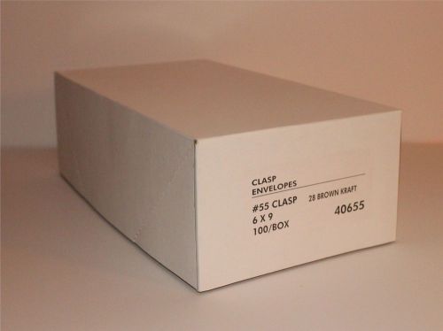 #55 6 x 9 Clasp Envelopes 40655 28 Brown Kraft 100/Box ~NEW~