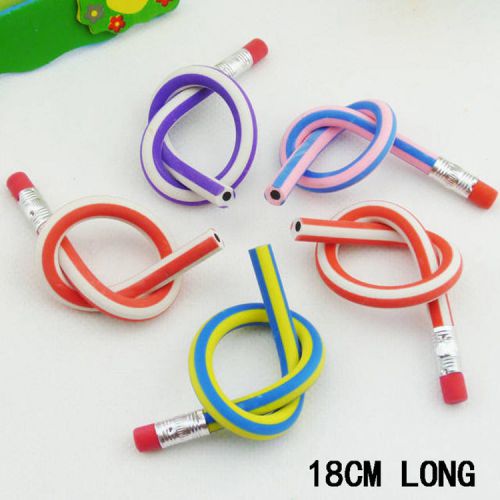 5pcs Creative Stationery Be Bent Off Constantly Soft Stripe Pencil With A Rubber