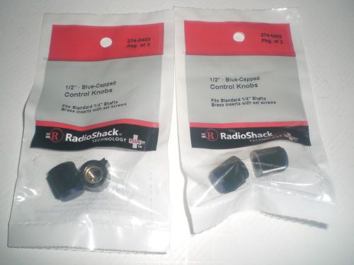 1/2&#034; Blue Capped Control Knobs Fits Standard 1/4&#039;&#039; shaft lot of 2 packs (4 knob)