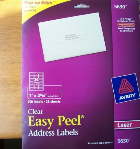 Avery Clear East Peel Address Labels - 5630 - 750 labels - 25 sheets for Laser