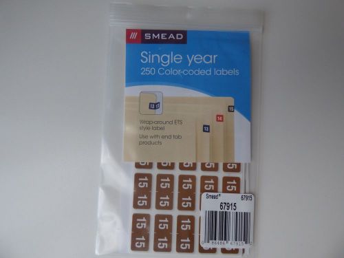 Smead 67915 Year 2015 End Tab Folder Labels, 1/2 x 1, Brown/White, 250 Labels/Pa