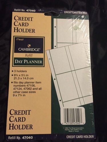 Cambridge Day Planner Credit Card Holder Refill 47040 RARE Factory Sealed