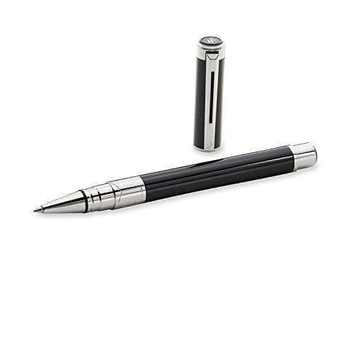 WATERMAN Perspective Rollerball Pen, Fine Point, Black with Chrome Trim S0830720