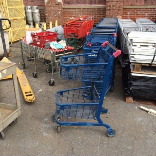 2 tier shopping carts small blue metal used store fixtures mini grocery nursery for sale