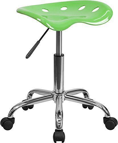 Offex Vibrant Tractor Seat Stool Apple Green Chrome Plastic Steel Assemble Chair