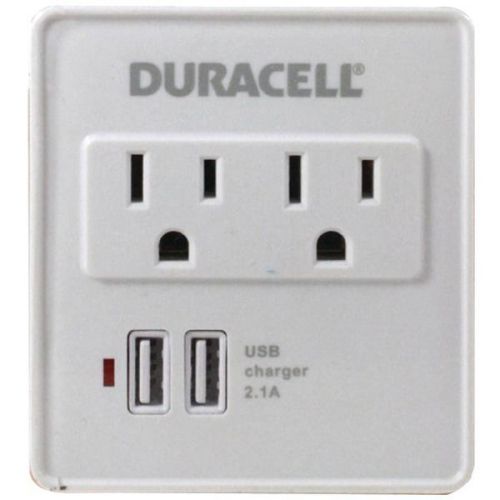 Duracell DU6207 Surge Protector Plug 2 USB Outlets/2 Outlets White