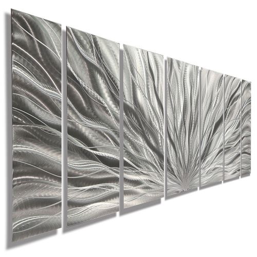 Modern Abstract Metal Home Art Wall Sculpture Silver Plumage by Artist Jon Allen