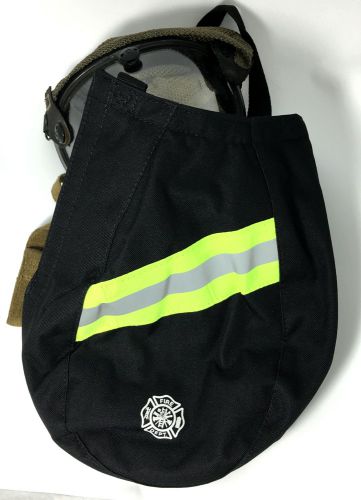 Firefighter scba mask face piece bag scott msa fire man -black for sale