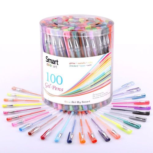 Smart Color Art - 100 Pcs Gel Pen Set | Colors Included: Classic Glitter Neon...