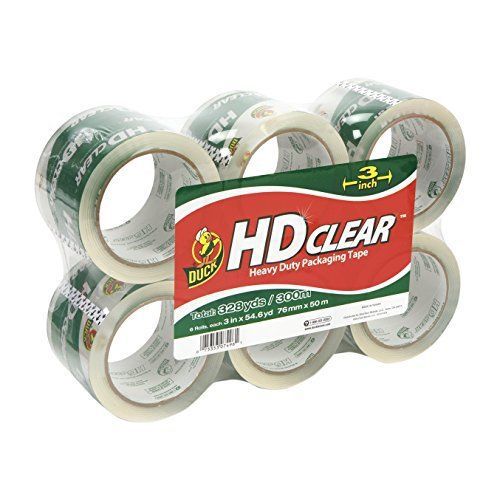 Duck brand hd clear high performance packaging tape, 3-inch x 54.6-yard, new for sale