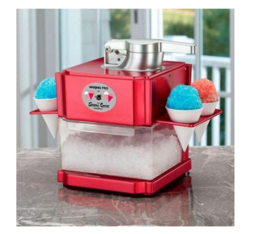 Waring pro snow cone machine maker red 120-volt easy cleanup safe ice treats new for sale