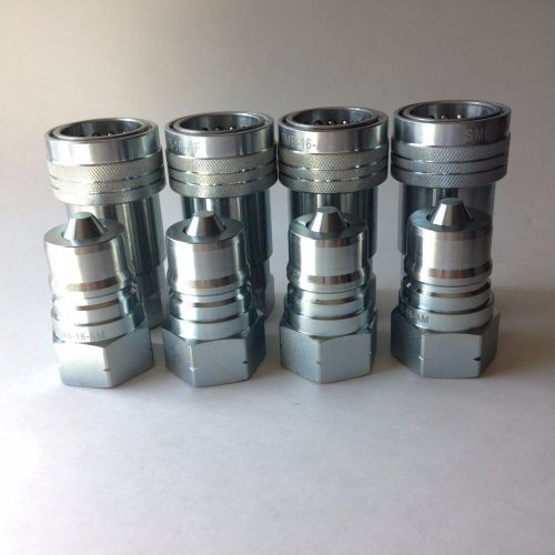 4 SETS - 1&#034; NPT, ISO 7241-1-A  Hydraulic Quick Disconnect Coupling ,  Steel
