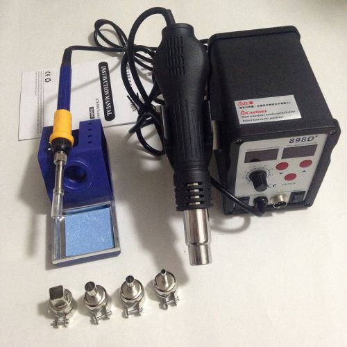 New 110V 2in1 SMD Rework Soldering Station Hot Air Gun Iron Welder LCD Display