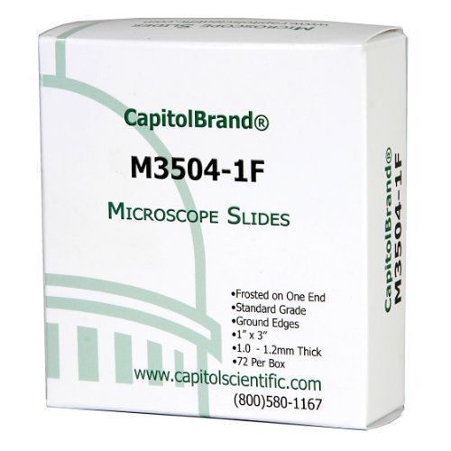 CapitolBrand M3504-1F Borosilicate Glass Standard Grade Microscope Slides, on 3&#034;