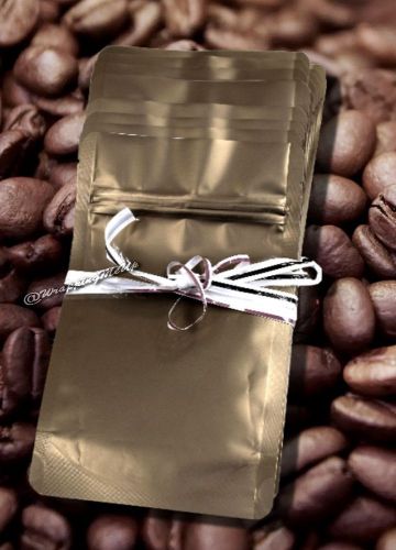 25 -2oz ~bronze poly tea/coffee favor bags, stand up pouch bags, food safe bags for sale