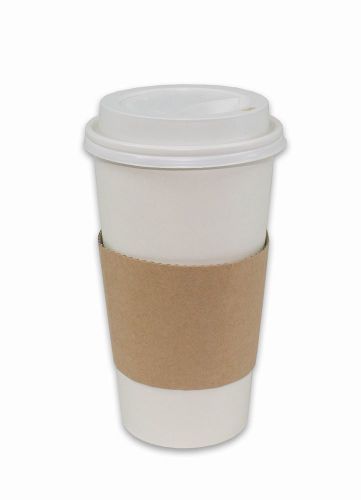 2dayship white paper hot coffee cups with lids and sleeves white 20 ounces 25... for sale