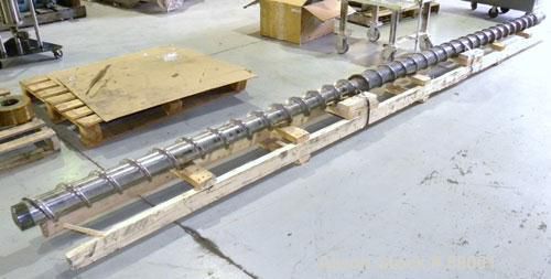 Used- NRM 5&#034; Single Shank Extruder Screw, Approximate 30:1 L/D ratio. Overall sc