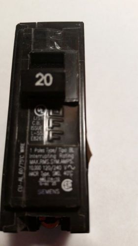 Siemens  b120 20 amp 120/240 volt single pole breaker bolt on l-5538 for sale