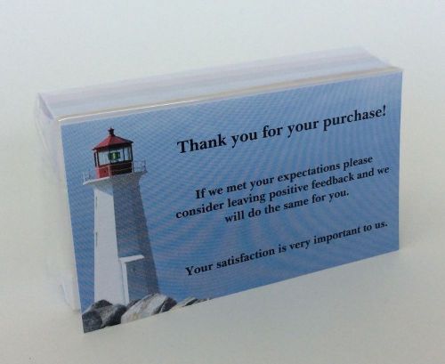 50 Thank You Tags Notes Cards Seller Package Inserts Lighthouse