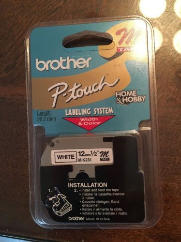 Brother P-Touch Labeling System Tape White/Black 12mm PT-100, PT-110, PT-65, PT-