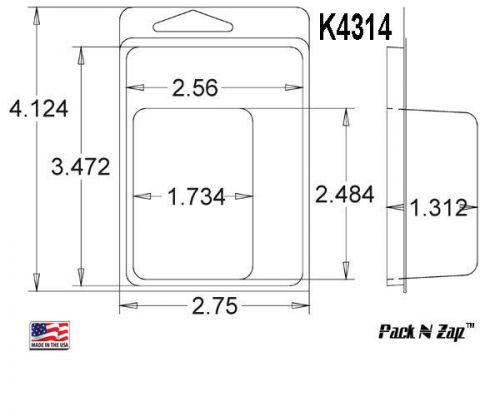 K4314: 975 - 4&#034;H x 3&#034;W x 1.312&#034;D Clamshell Packaging Clear Plastic Blister Pack