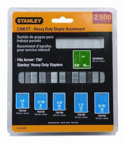 Stanley TRA700BN Heavy-Duty Staple &amp; Brad Assortment, 2500-Pack