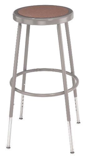 National Public Seating 6224H Steel Stool with Hardboard Seat Adjustable, 25-33,