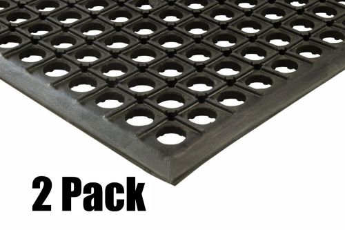 QTY (2) 2x3 Drainage Rubber Floor Mat Anti Fatigue Anti-slip 24&#034; x 36&#034; x 1/2&#034;